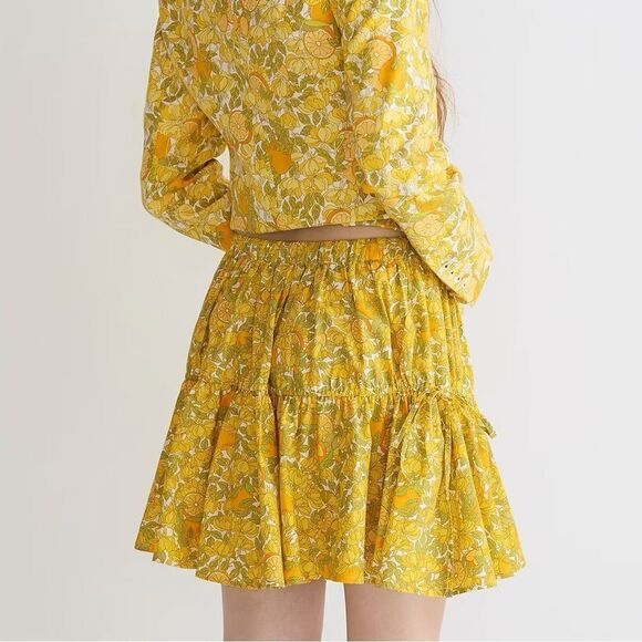 J Crew Tiered Skirt in Limone Print NWT - Picture 3 of 11